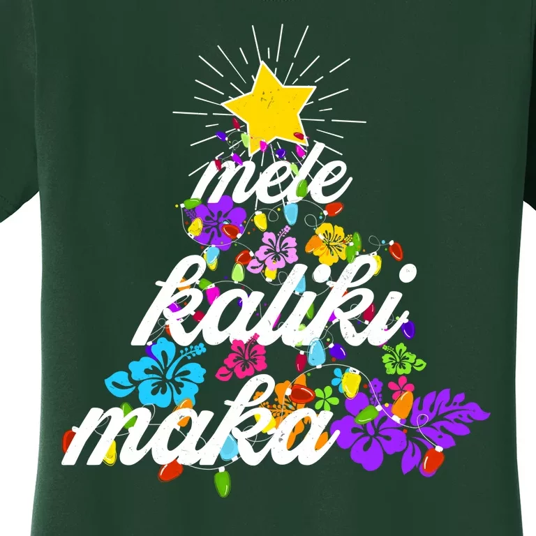 Hawaiian Mele Kaliki Maka Christmas Tree Women's T-Shirt