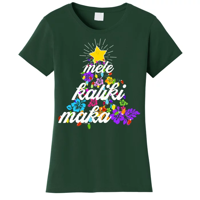 Hawaiian Mele Kaliki Maka Christmas Tree Women's T-Shirt