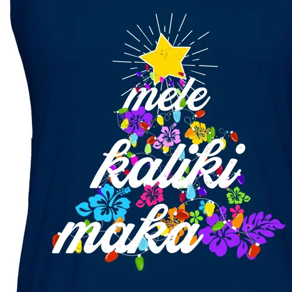 Hawaiian Mele Kaliki Maka Christmas Tree Ladies Essential Flowy Tank