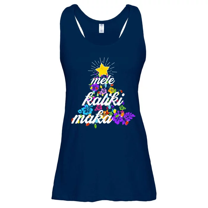 Hawaiian Mele Kaliki Maka Christmas Tree Ladies Essential Flowy Tank