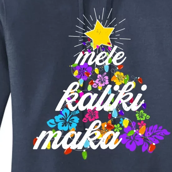 Hawaiian Mele Kaliki Maka Christmas Tree Women's Pullover Hoodie