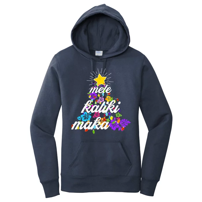 Hawaiian Mele Kaliki Maka Christmas Tree Women's Pullover Hoodie