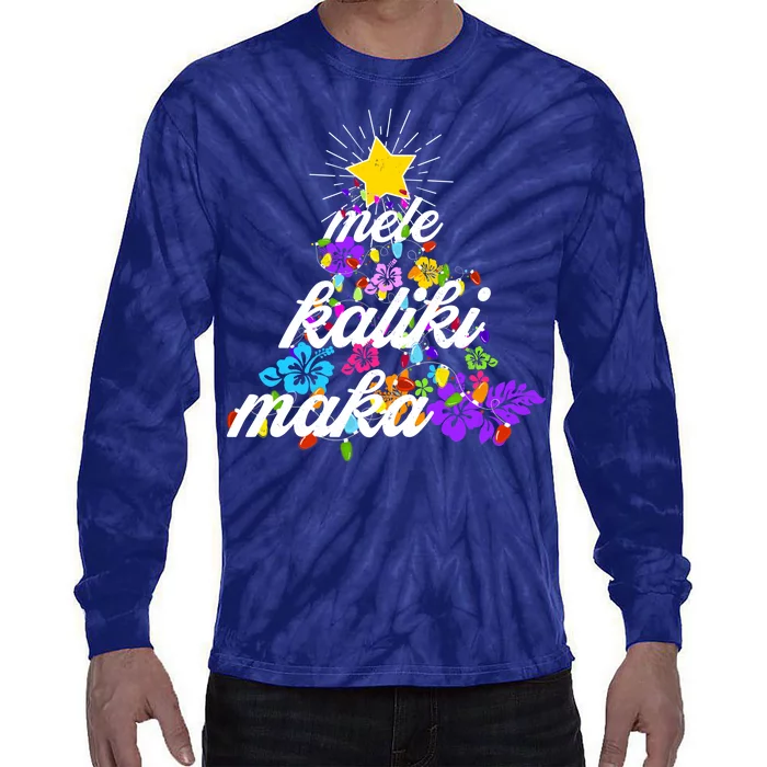 Hawaiian Mele Kaliki Maka Christmas Tree Tie-Dye Long Sleeve Shirt