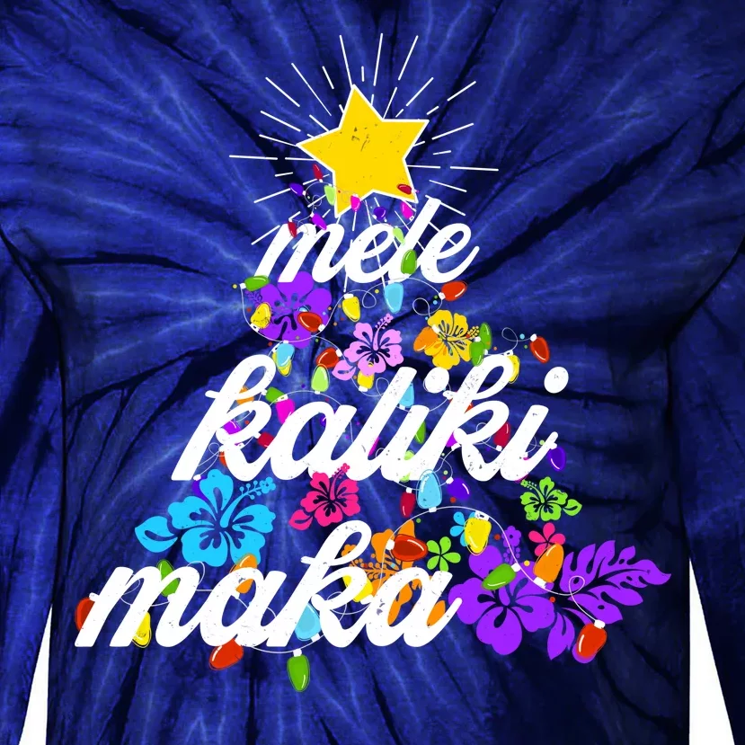 Hawaiian Mele Kaliki Maka Christmas Tree Tie-Dye Long Sleeve Shirt