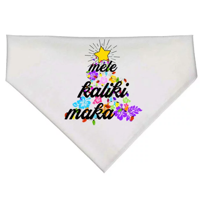 Hawaiian Mele Kaliki Maka Christmas Tree USA-Made Doggie Bandana