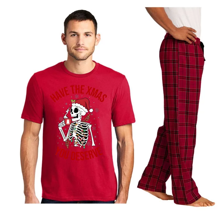 Have A Xmas You Deserve Funny Skeleton Christmas Pajama Set