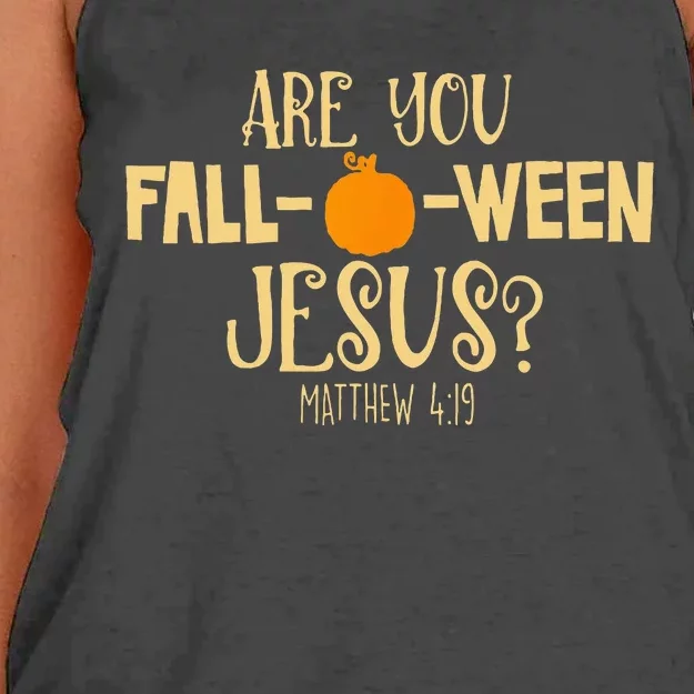 Halloween Are You Fall O Ween Jesus Matw Christian Faith Women's Knotted Racerback Tank