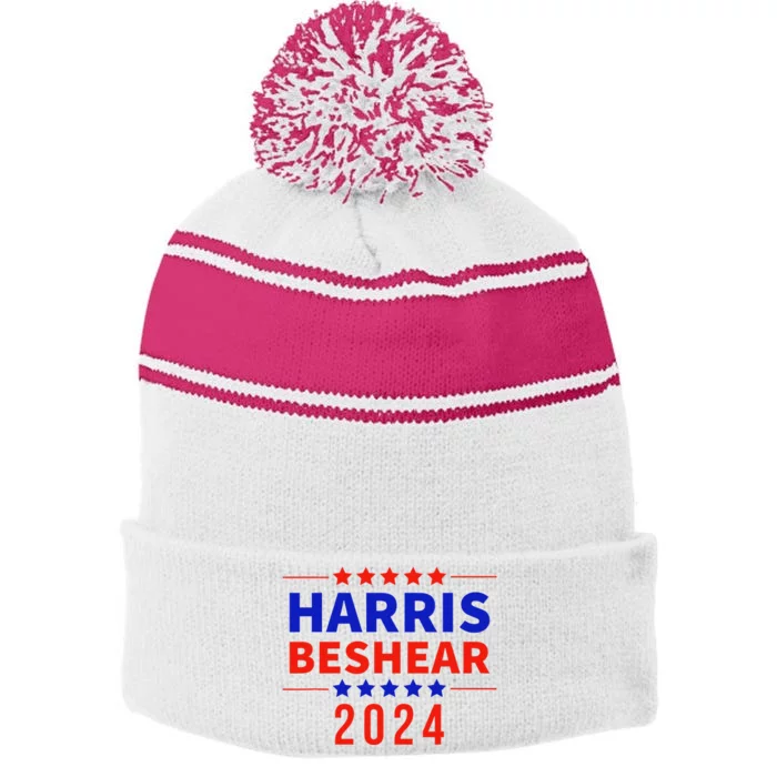 Harris Beshear 2024 Kamala Harris Andy Beshear President Stripe Pom Pom Beanie