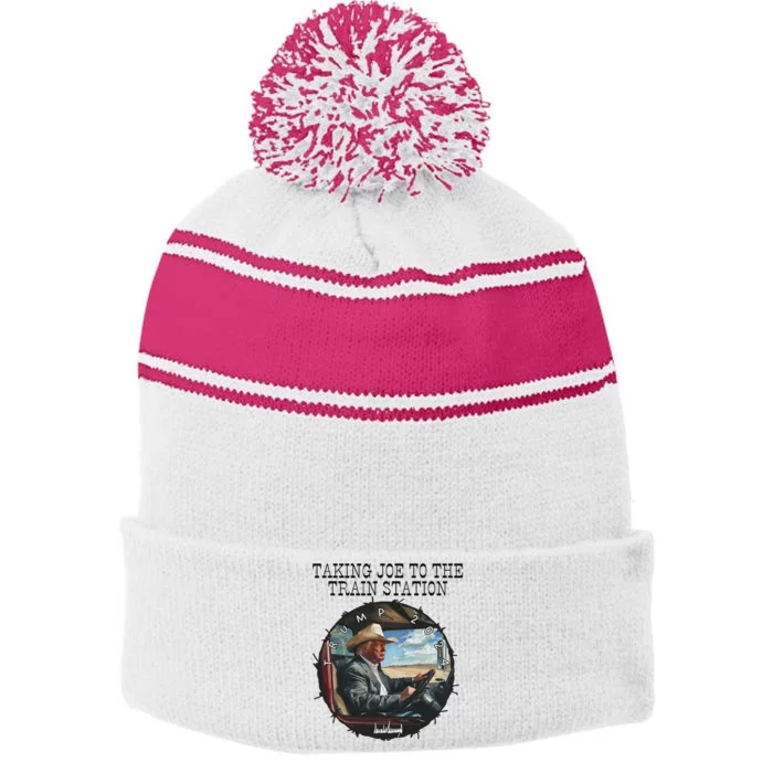 Hootie & Blowfish 2024 Summer Camp Designtaking Joe To The Train Station Trump 2 Stripe Pom Pom Beanie