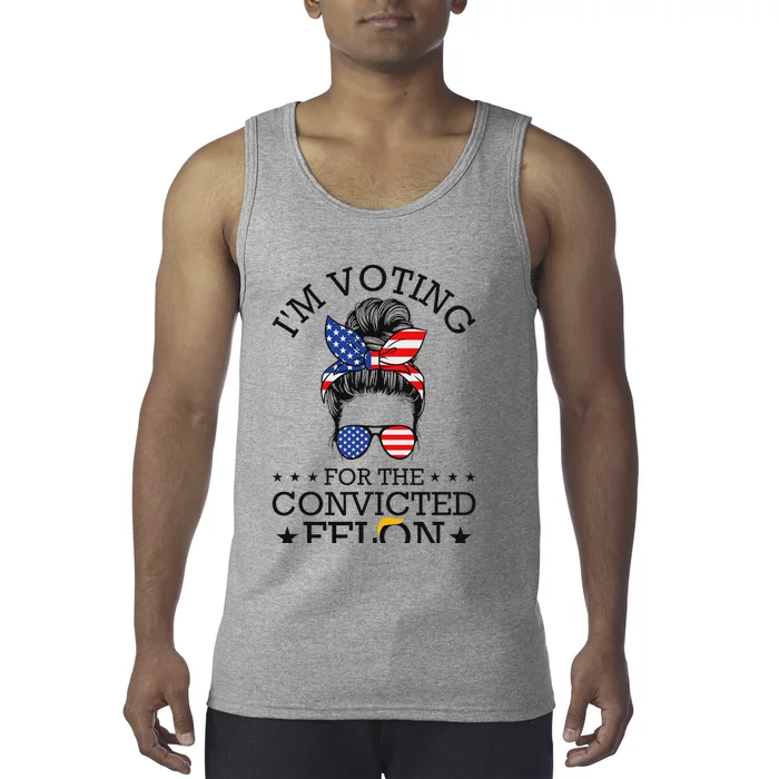 Hootie & Blowfish 2024 Summer Camp Designmessy Bun Convicted Felon Voting Humor Tank Top