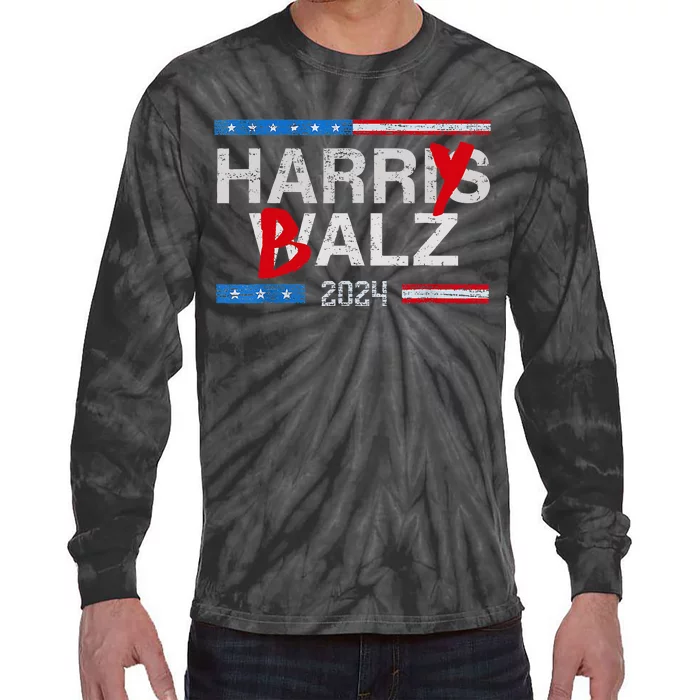 Harry Balz 2024 Funny Kamala Harris And Tim Walz 2024 Tie-Dye Long Sleeve Shirt