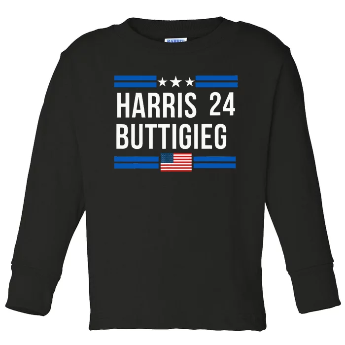 Harris Buttigieg 2024 Presidential Elect Campaign Toddler Long Sleeve Shirt