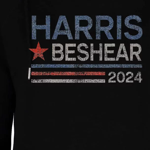 Harris Beshear 2024 Retro Stripe Voters Democrat Candidate Womens Funnel Neck Pullover Hood