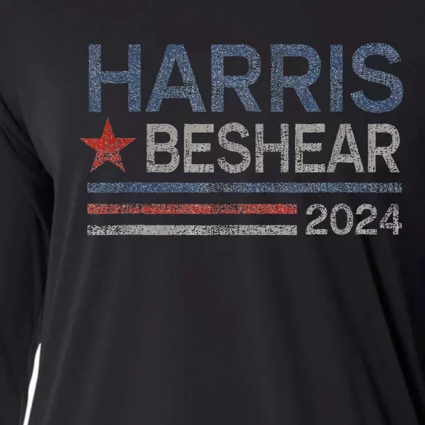 Harris Beshear 2024 Retro Stripe Voters Democrat Candidate Cooling Performance Long Sleeve Crew