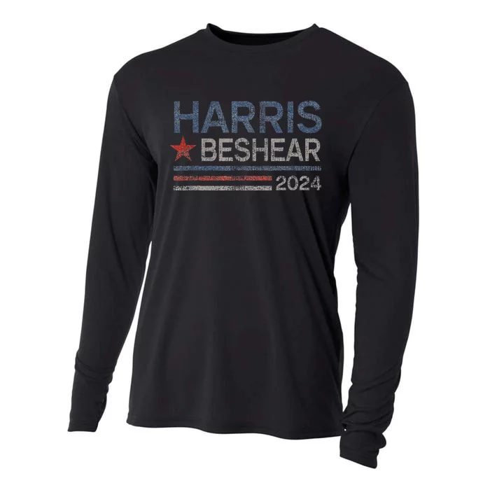 Harris Beshear 2024 Retro Stripe Voters Democrat Candidate Cooling Performance Long Sleeve Crew