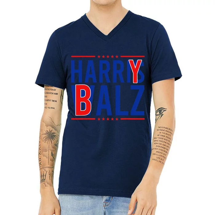 Harry Balz 2024 Funny Kamala Harris Walz Democrat Political V-Neck T-Shirt