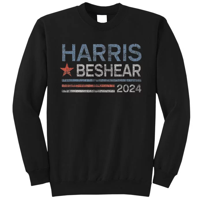 Harris Beshear 2024 Retro Stripe Voters Democrat Candidate Tall Sweatshirt