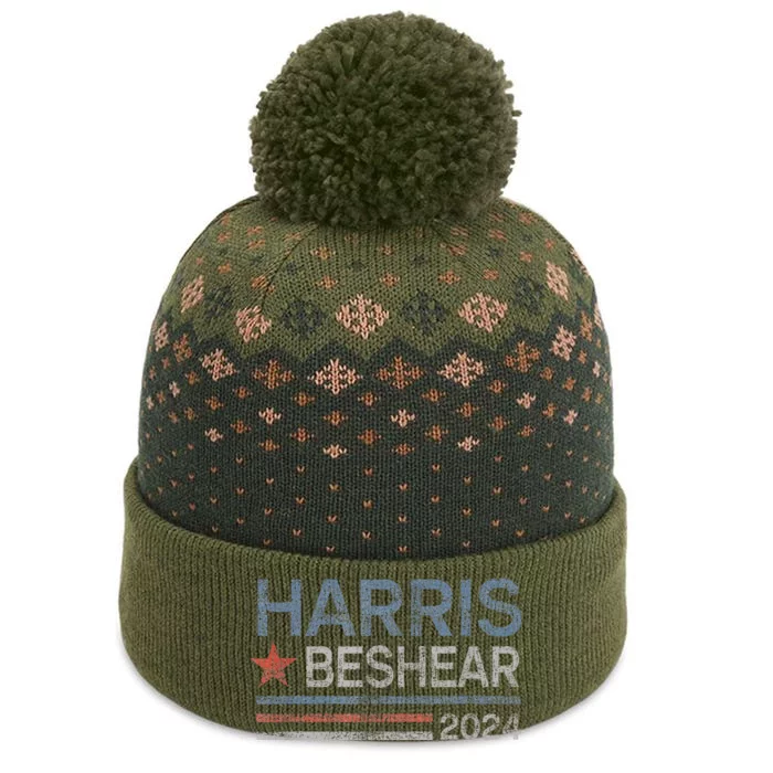 Harris Beshear 2024 Retro Stripe Voters Democrat Candidate The Baniff Cuffed Pom Beanie