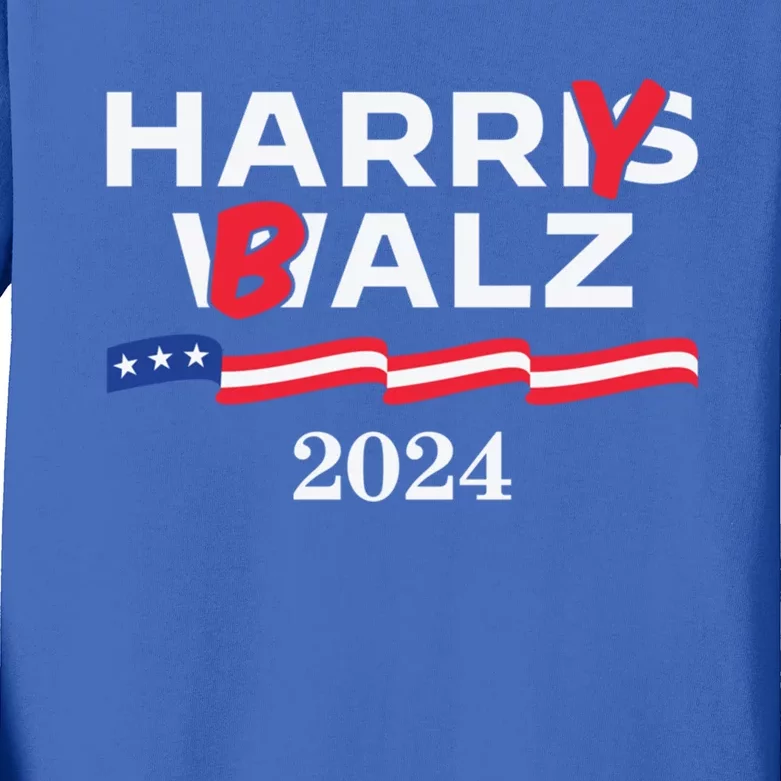 Harry Balz 2024 Harris Walz 2024 Funny Meme Cool Gift Kids Long Sleeve Shirt