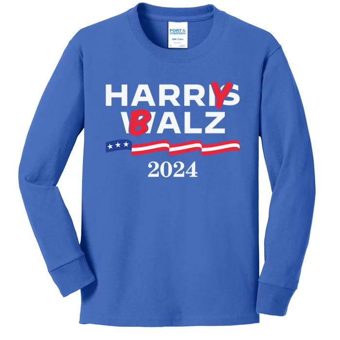 Harry Balz 2024 Harris Walz 2024 Funny Meme Cool Gift Kids Long Sleeve Shirt