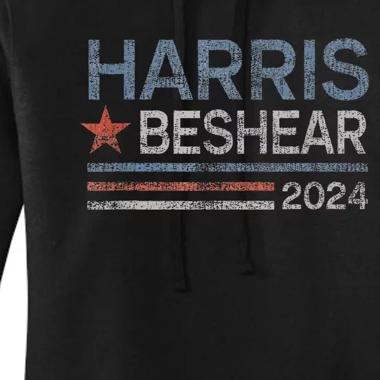 Harris Beshear 2024 Retro Stripe Voters Democrat Candidate Women's Pullover Hoodie