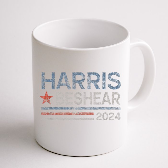 Harris Beshear 2024 Retro Stripe Voters Democrat Candidate Front & Back Coffee Mug