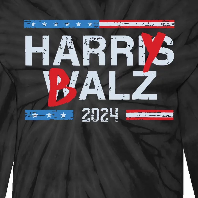 Harry Balz 2024 Funny Kamala Harris And Tim Walz 2024 Tie-Dye Long Sleeve Shirt