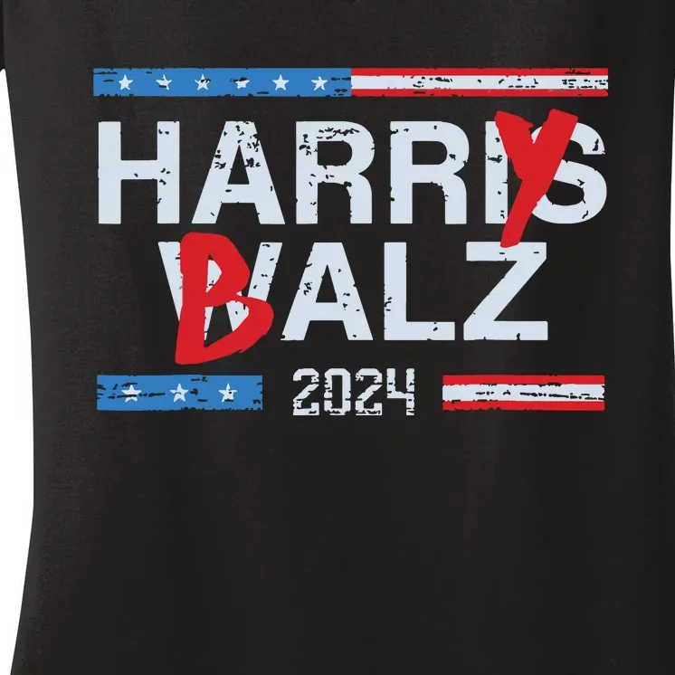 Harry Balz 2024 Funny Kamala Harris And Tim Walz 2024 Women's V-Neck T-Shirt