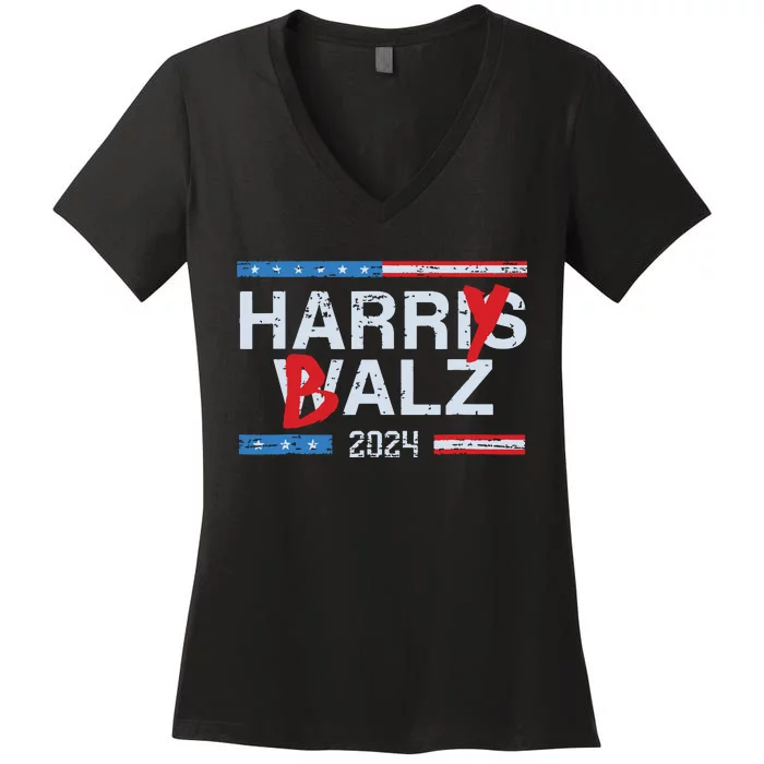 Harry Balz 2024 Funny Kamala Harris And Tim Walz 2024 Women's V-Neck T-Shirt