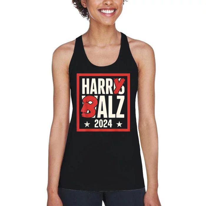 Harry Balz 2024 Funny Political Campaign Harris Walz Memes Women's Racerback Tank