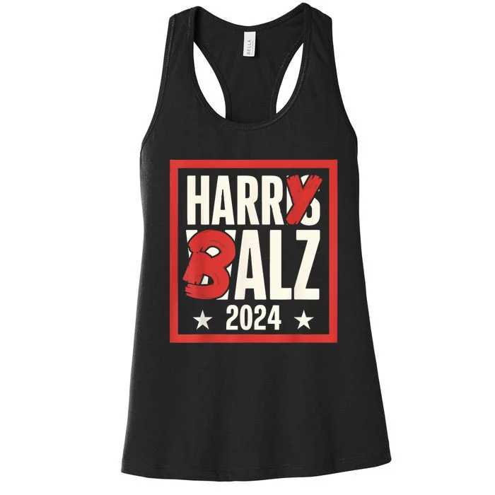 Harry Balz 2024 Funny Political Campaign Harris Walz Memes Women's Racerback Tank