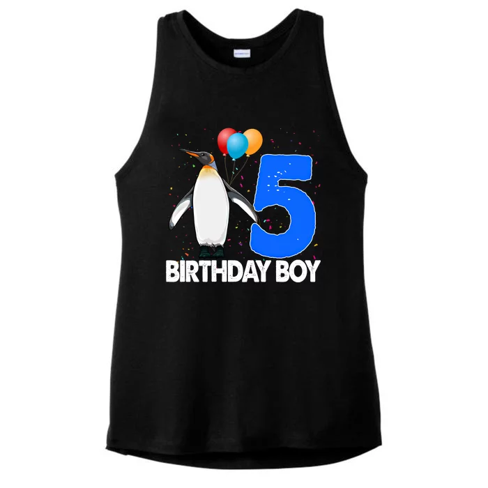 Happy Birthday 5 Meaningful Gift Funny Penguin Tee Birds Gift Ladies Tri-Blend Wicking Tank