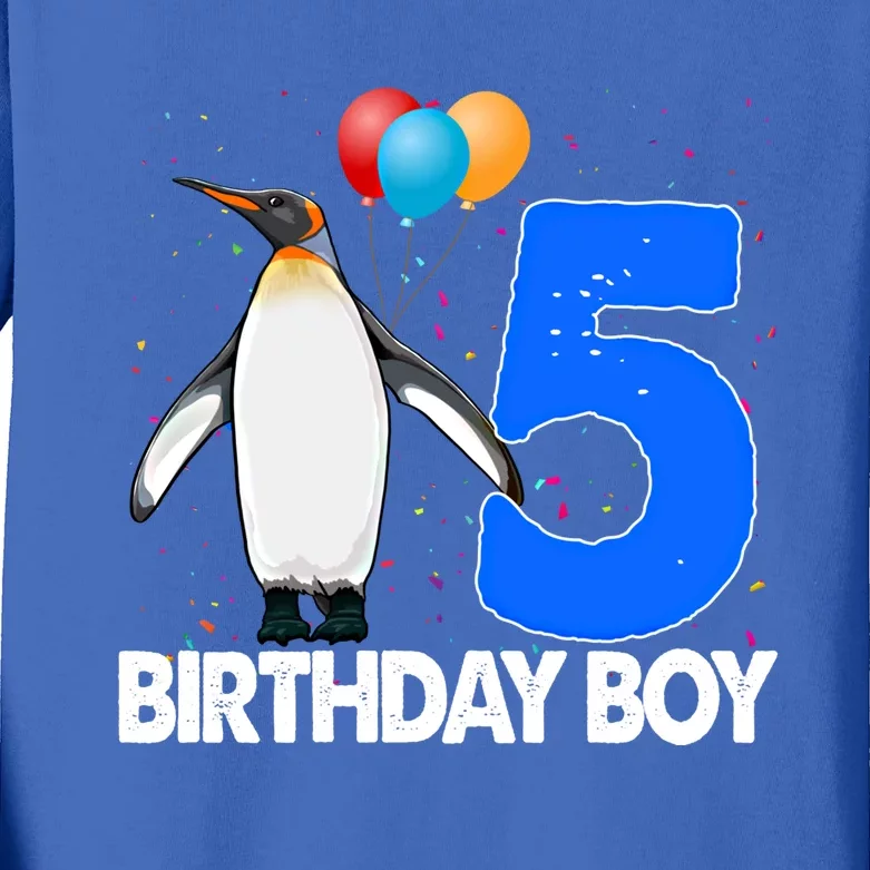 Happy Birthday 5 Meaningful Gift Funny Penguin Tee Birds Gift Kids Long Sleeve Shirt