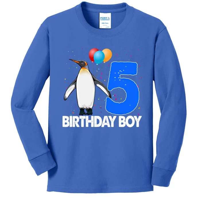 Happy Birthday 5 Meaningful Gift Funny Penguin Tee Birds Gift Kids Long Sleeve Shirt