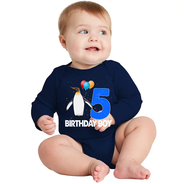 Happy Birthday 5 Meaningful Gift Funny Penguin Tee Birds Gift Baby Long Sleeve Bodysuit