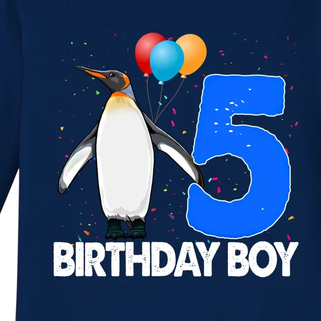 Happy Birthday 5 Meaningful Gift Funny Penguin Tee Birds Gift Baby Long Sleeve Bodysuit