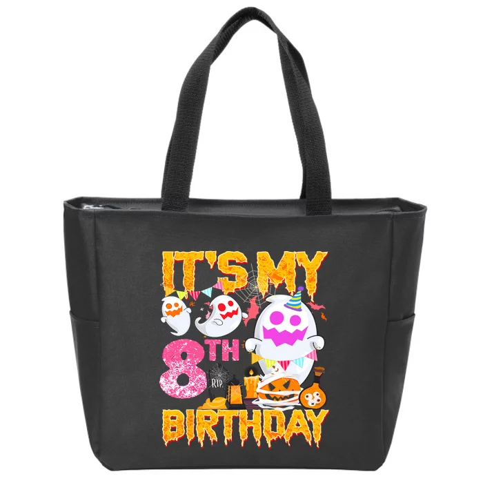 Halloween Birthday 8 Year Old Boy Girl 8th Birthday Costume Zip Tote Bag