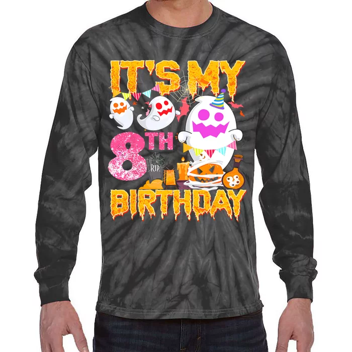 Halloween Birthday 8 Year Old Boy Girl 8th Birthday Costume Tie-Dye Long Sleeve Shirt