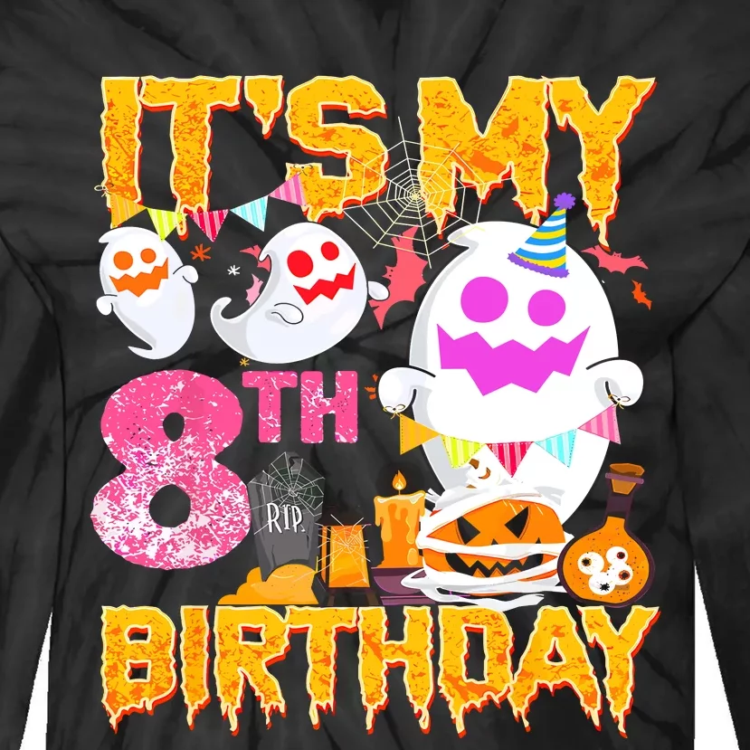 Halloween Birthday 8 Year Old Boy Girl 8th Birthday Costume Tie-Dye Long Sleeve Shirt