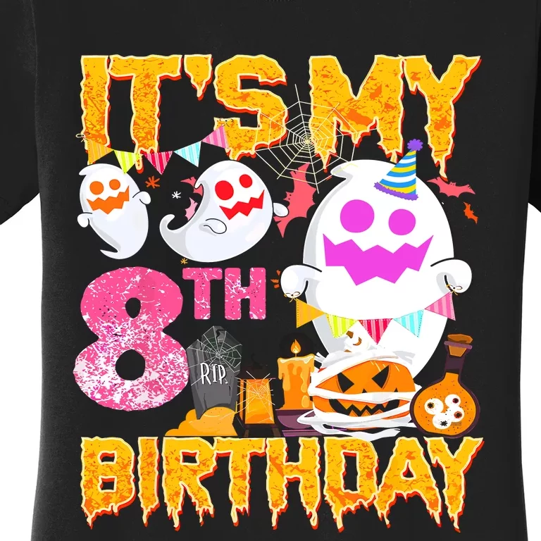 Halloween Birthday 8 Year Old Boy Girl 8th Birthday Costume Women's T-Shirt