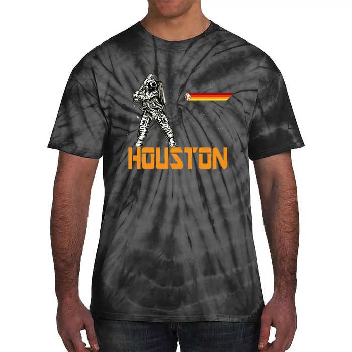 Houston Baseball A Space City Baseball And Vintage Astronaut Tie-Dye T-Shirt