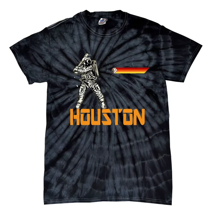 Houston Baseball A Space City Baseball And Vintage Astronaut Tie-Dye T-Shirt