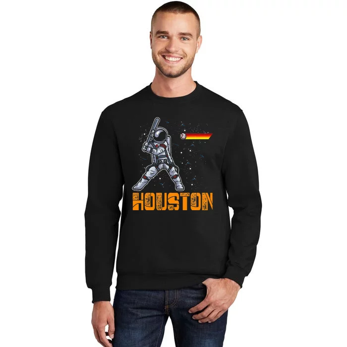 Houston Baseball A Space City Baseball And Vintage Astronaut Tall Sweatshirt