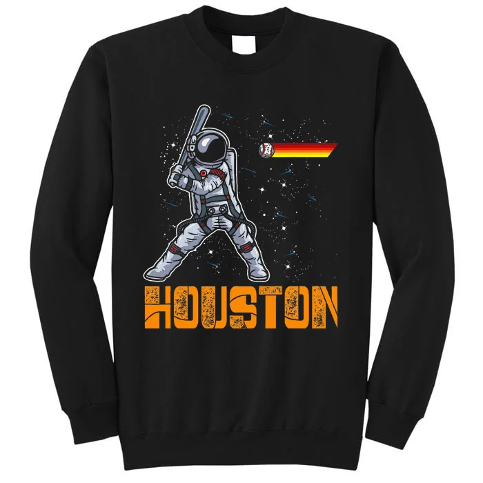 Houston Baseball A Space City Baseball And Vintage Astronaut Tall Sweatshirt