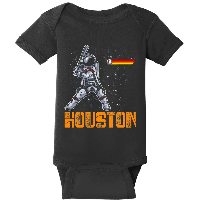 Houston Baseball A Space City Baseball And Vintage Astronaut Baby Bodysuit