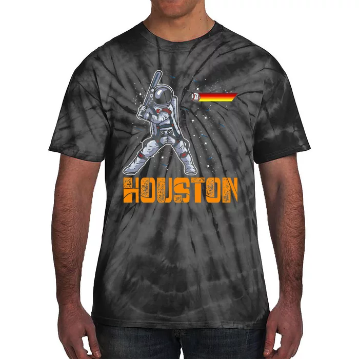 Houston Baseball A Space City Baseball And Vintage Astronaut Tie-Dye T-Shirt