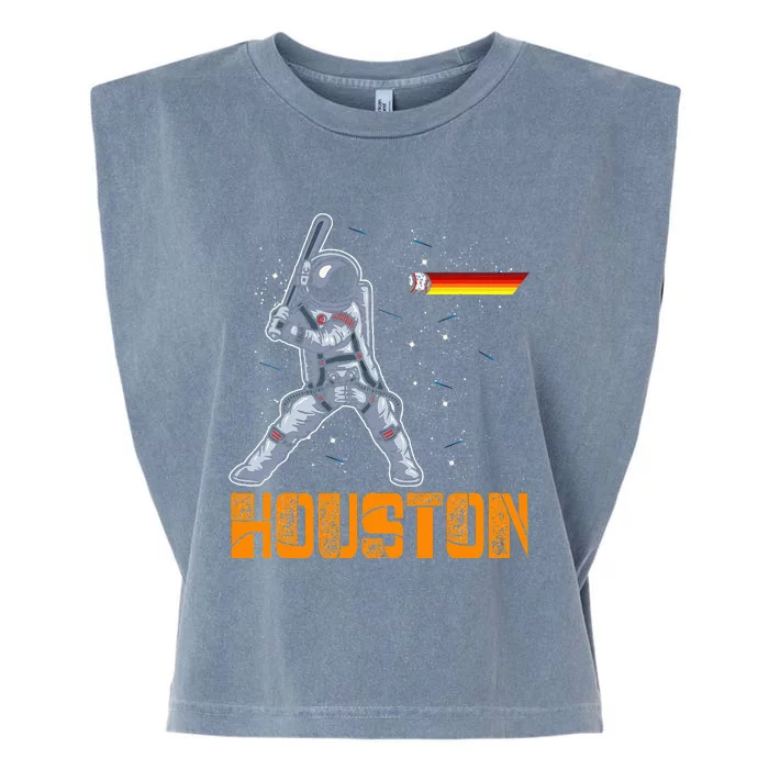 Houston Baseball A Space City Baseball And Vintage Astronaut Garment-Dyed Women's Muscle Tee