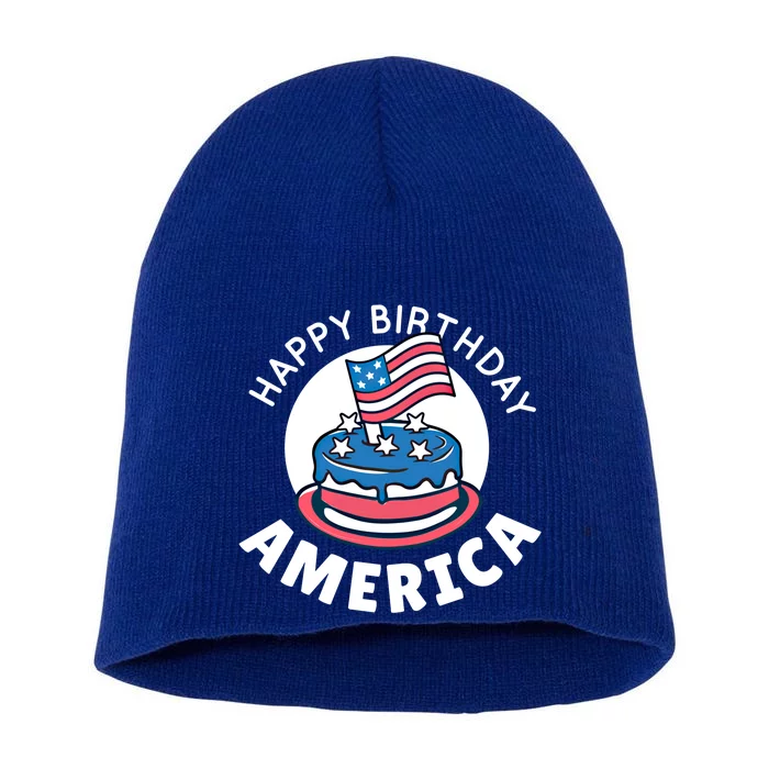 Happy Birthday America Cool Gift American Independence Day 4th Gift Short Acrylic Beanie