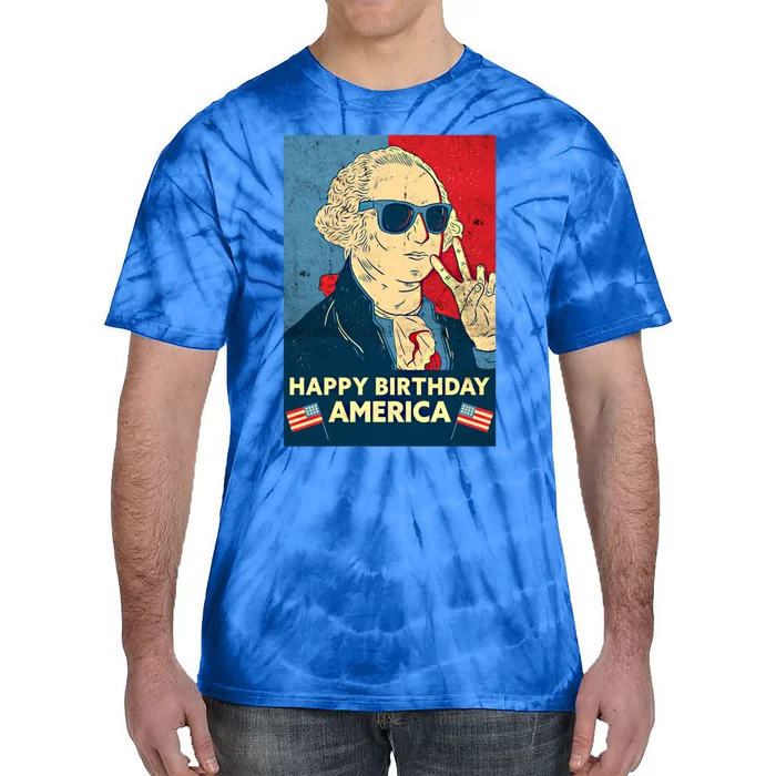 Happy Birthday America Gift George Washington 4th Of July Gift Tie-Dye T-Shirt