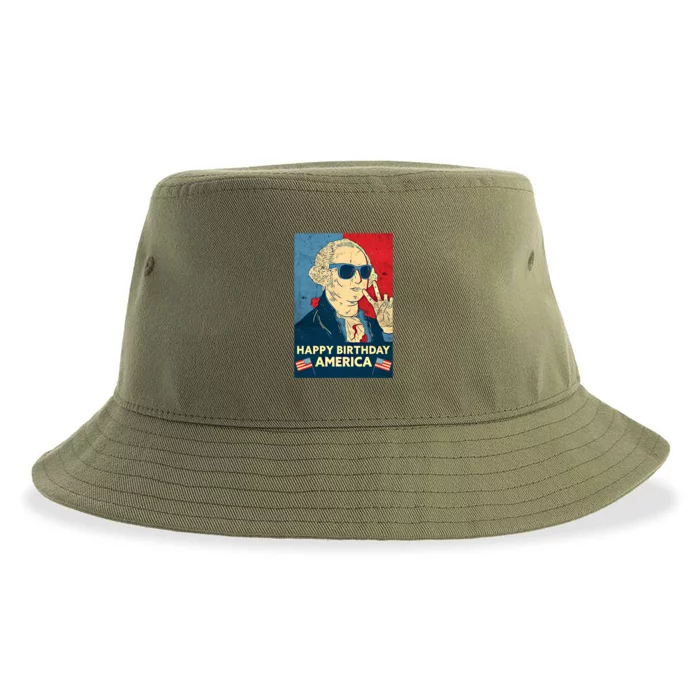 Happy Birthday America Gift George Washington 4th Of July Gift Sustainable Bucket Hat